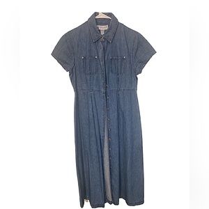 Vintage 90's Denim button down Maxi Dress Size Small